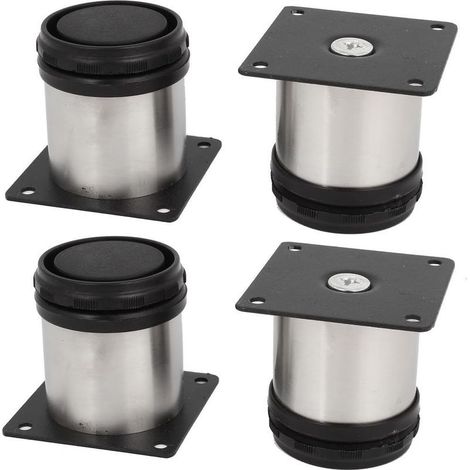 Lot de 4 pieds de meuble de cuisine en acier inoxydable réglables ronds 50 x 50 mm (1/5)