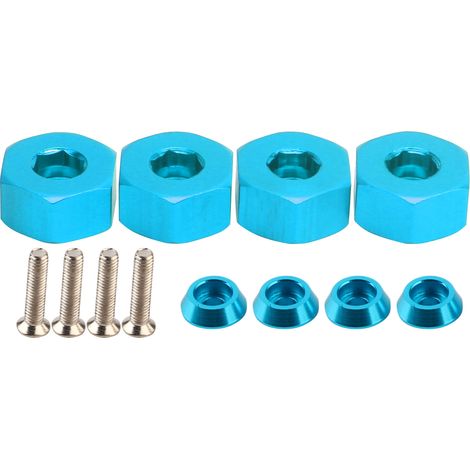4 pièces adaptateur hexagonal 5mm à 12mm pour moyeu de roue WPL D12, camions RC 1/10, accessoire bleu (1/5)