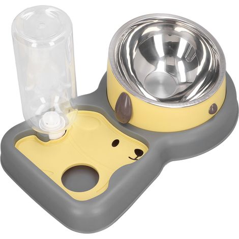 Ensemble de gamelles surélevées anti-déversement pour chats, chiens et chiots (jaune) avec distributeur d'eau automatique (1/5)