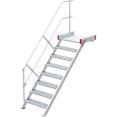Euroline 511 Podesttreppe 45° 600mm Stufenbreite 8 Stufen Alu gerieft