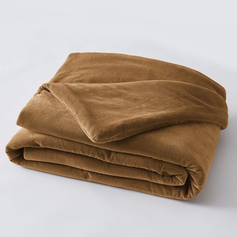 Bout de lit gaze de coton 90 x 200 cm velours de coton César Camel (1/2)