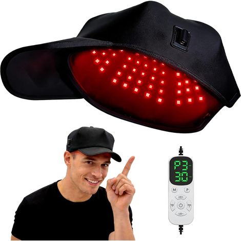 Bouchon de thérapie de lumière rouge pour la croissance des cheveux - 180 LED bouchon de croissance des cheveux, taille de tête réglable, contrôle tactile intelligent et minuteur