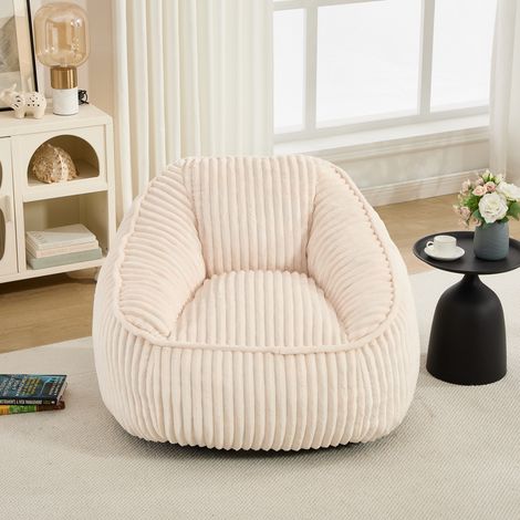 Fauteuil bean bag remplissage mémoire de forme, peluche bulle rayée, moelleux confortable, canapé douillet petit salon cosy, appartement et dortoir (1/5)