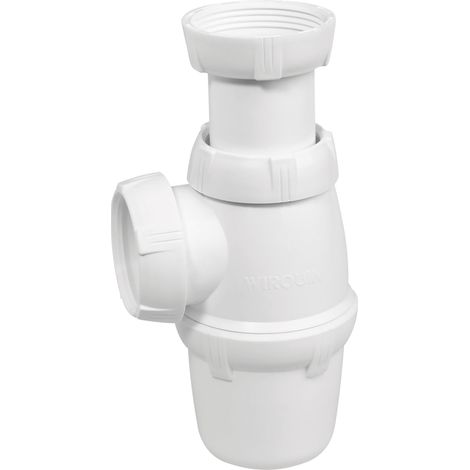 Siphon d'évier réglable Ø40 mm avec garde d'eau 50 mm, évacuation anti-odeurs, Wirquin 30723115, blanc (1/2)
