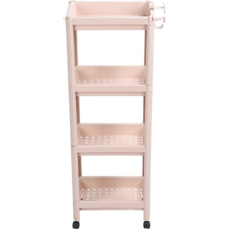Étagère de salle de bain à poser, multicolore, stable, durable, libre, 4 niveaux beige avec roulettes (1/5)