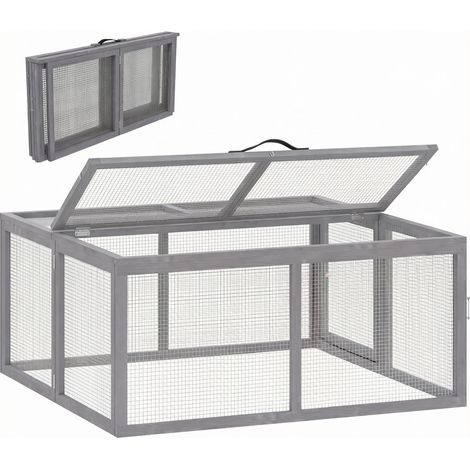 Faltbarer Outdoor-Auslauf für Kaninchen und Kleintiere aus Holz 110x105x50 cm (1/4)