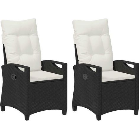 Ensemble de deux chaises de jardin, noir et beige, en acier et polyester. (1/5)