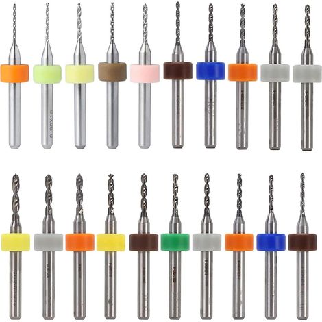 20 Pcs PCB Micro Forets,Carbure de Tungstène Micro Forets Set 0,5 à 1,4 mm et 1,5 à 2,4 mm Mini Twist Drill Bits Pour Circuit Imprimé,Ambre,Fabrication de Bijoux Gravure CNC (1/5)
