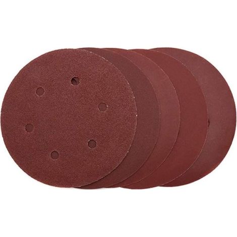 Disque de ponçage rond 50 x 6 pouces à 6 trous – papier de verre – feuilles de ponçage adhésives auto-agrippantes – grain 40 – diamètre 150 mm (1/3)