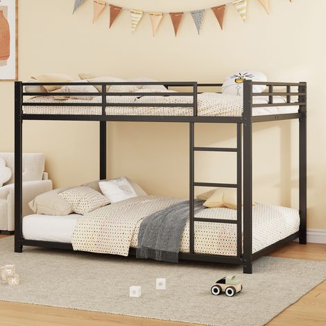 Letto a castello 140x200 cm in metallo nero, salvaspazio per cameretta, senza materasso FloraGrace (1/5)