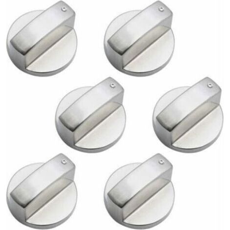 Boutons de Gaz 6mm Boutons de Commande Universels en Métal Bouton Universels Bouton de Poêle Argent Gaz Poêle Boutons pour Four Et Cuisinière à Gaz 6 Pièces
