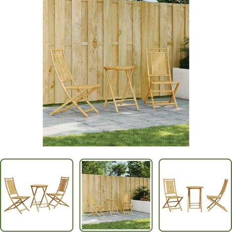 vidaXL Bambusstuhl - 3-tlg. Bistro-Set Bambus (1/5)