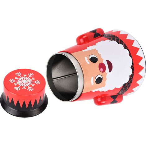 Boîte à bonbons de Noël en fer, motif rondouillard, Père Noël et bonhomme de neige, boîte de rangement pour bonbons, Père Noël (1/5)