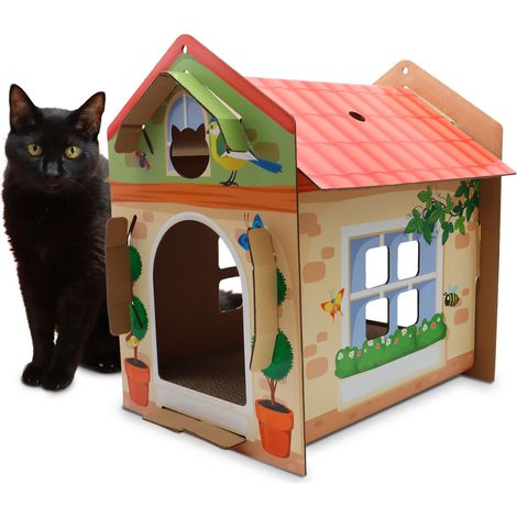 Cassetta Villa Color - Arbre à Chat pour Chats Adultes, Griffoir en Carton avec Niche, pour Grands et Petits Chats, 42 X 35 X 50 cm (1/5)