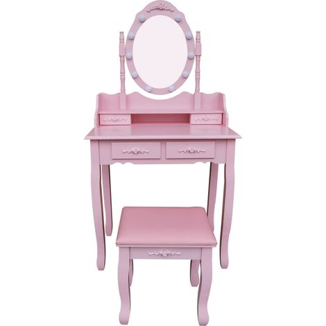 HOME DELUXE - Toeletta con specchio e illuminazione a LED ROSY Colore: rosa