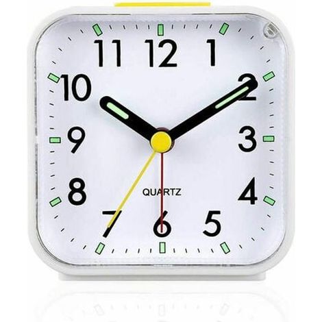 Despertador Analógico - Sin Tictac - Con Alarma Suave y Bips - Función Snooze y Luz LED - Pilas Incluidas - Blanco (1/5)