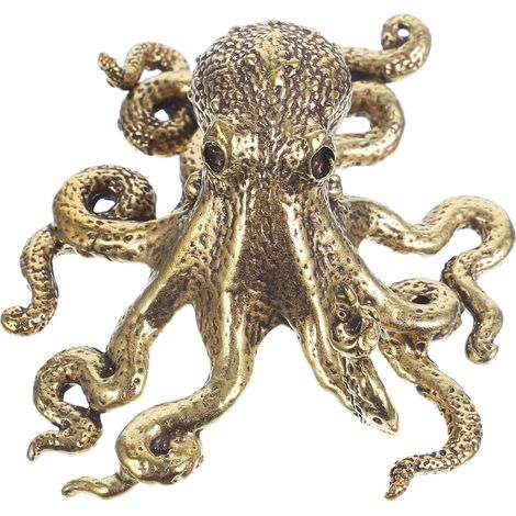 Mini estatua de pulpo de latón, figura de joyería y decoración de pared, artículo de colección para la oficina. (1/5)