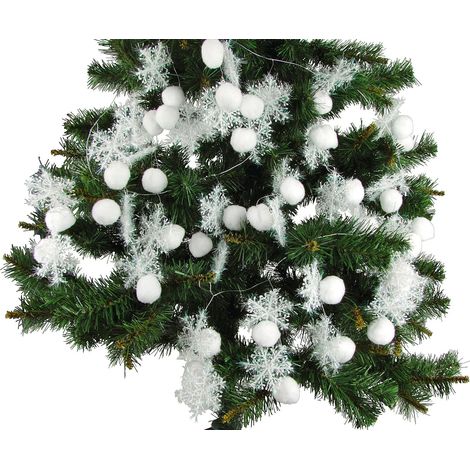 Weihnachtsdeko-Set 72 tlg. weiß Weihnachtsbaumschmuck Schneeflocken Schneebälle (1/2)