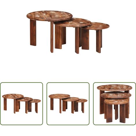 Couchtisch -  Nesting-Couchtische 3 pcs Mehrfarbig Massives Altholz (1/5)