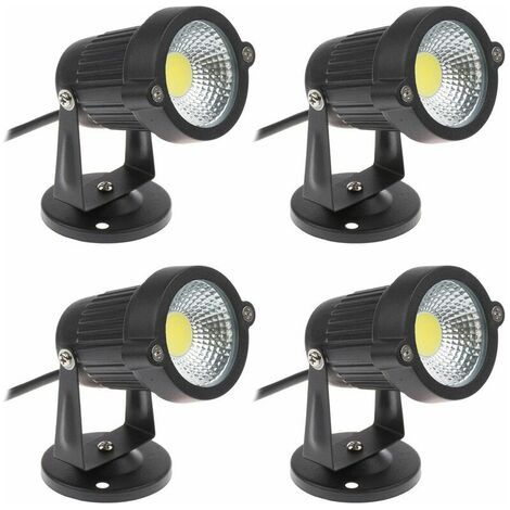 Tigrezy-Lot de 4 Spot LED Cob 5W 220V Spots Jardin Orientables Luminaires Extérieur Jardin Terrasse-Blanc Froid