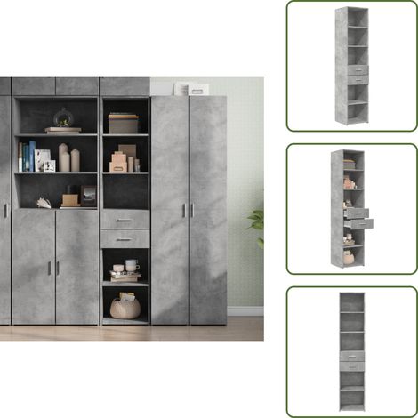 Buffet haut gris béton 40x42,5x185 cm bois d'ingénierie - Buffet Design Intemporel - Meuble Rangement Cuisine - Commode Gris - Buffet Haute Capacité - Meuble Salon (1/5)
