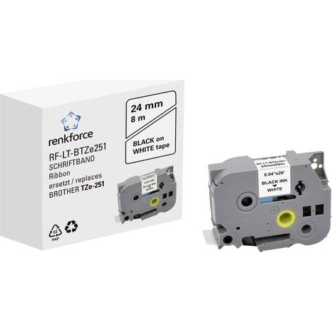 Renkforce RF-LT-BTZe251 Compatibile sostituisce Brother TZe-251 24 mm Colore Nastro: Bianco Colore carattere: Nero 8 m