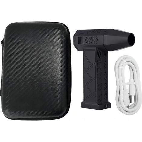 Tragbarer Turboventilator (52 m/s, 130.000 U/min), bürstenloser Motor, wiederaufladbarer Druckluftreiniger (Typ C), 2 Stück, 3000-mAh-Akku (in Reihe geschaltet) (1/5)