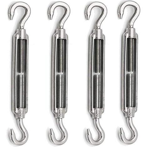 M10 304 Stainless Steel Wire Rope Turnbuckle with Hook on Each End Cable Tensioner Tool Kit (1/5)