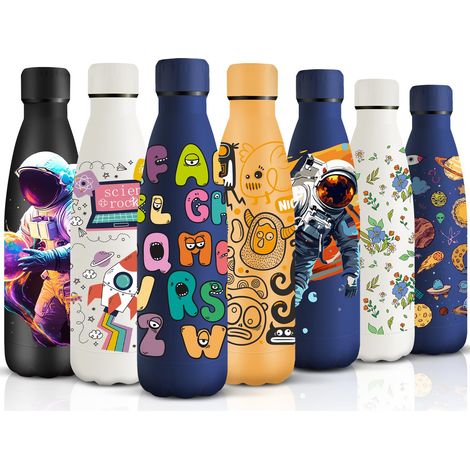 Gourde Isotherme, Acier Inoxydable 18/8, Bouteille Isotherme, 500ML Sans BPA, Gourde Inox Enfant, Étanche Double Isolation, Gourde Inox pour Le Camping, Les Écoles, Les Gymnases (1/5)