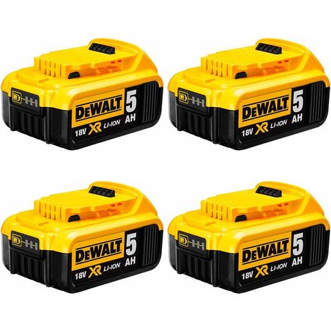 Dewalt – Pack de 4 batteries 18V 5,0 Ah – Technologie Li-Ion – Indicateur LED de charge – Autonomie prolongée pour outils 18V XR