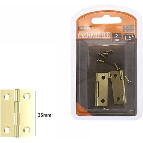 TrAdE Shop Traesio - Set 2 Pezzi Cerniere In Ottone Per Porte Mobili Armadi Sportelli Ante 35mm 69037 -