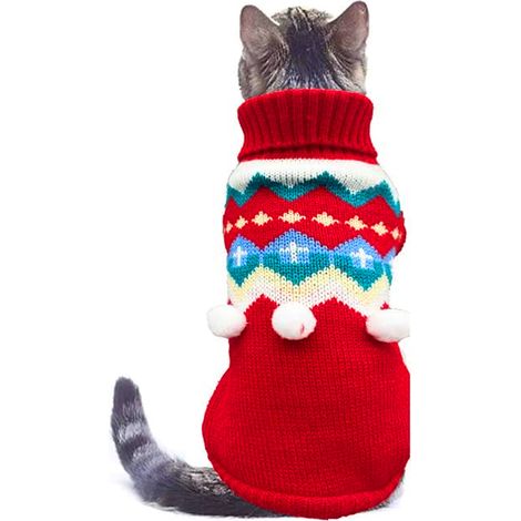 Pull à col roulé pour chiens, vêtement chaud en tricot double pour extérieur, cerf sur le design.