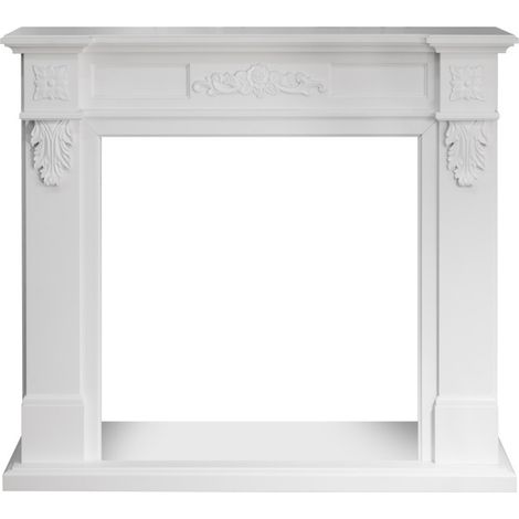 Chimenea de madera blanca Truman con marco de madera (ancho 121 x profundidad 38 x alto 108 cm) (1/5)