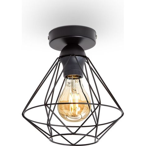 Plafonnier métal design rétro éclairage style industriel vintage Ø220mm pour ampoule E27 max. 40W hauteur 240cm