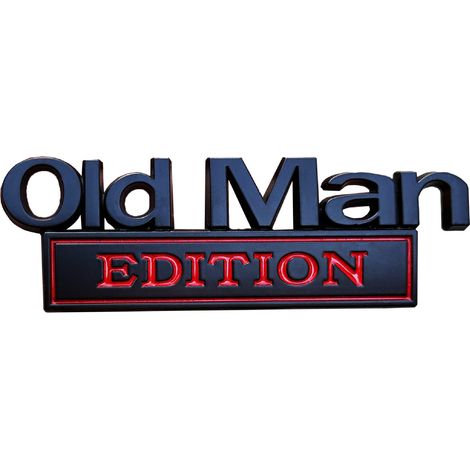 1 Stück stellt ein Old Man Edition-Autoemblem dar, ein universelles Zubehör für alle Fahrzeuge, schwarz und rot. (1/5)