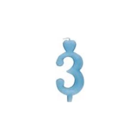Bougie numéro 3 Gâteau en forme de cœur bleu