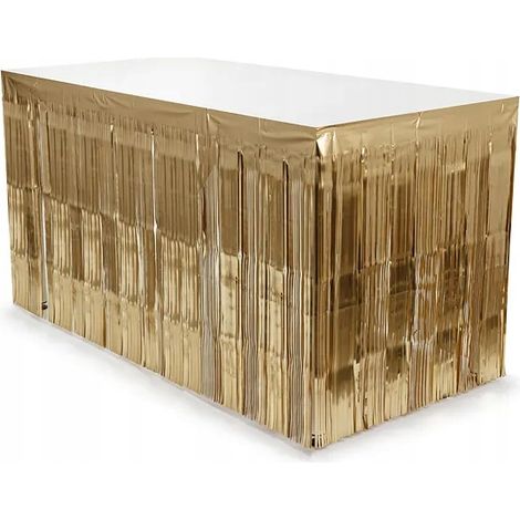 Tischrand-Dekoration aus Folie, goldene Fransen, Geburtstagsgeschenk, 0,8 x 3 m
