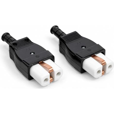 Lot de 2 fiches à 3 broches pour appareil chauffant avec insert en céramique, IEC 16 A 250 V CA résistant à la chaleur pour gaufriers, fers à repasser et anciens appareils électriques, câble robuste (1/5)