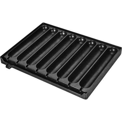 Hot Dog Pan - 8-Tube Aluminum Grill Tray with Oil Reservoir - for Home Kitchen and Street Food Use - 30 x 20 cm - 1 Piece (1/5)