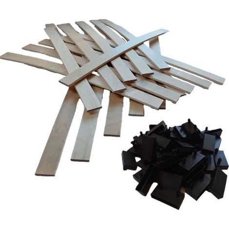 Lot de 30 lattes + embouts pour sommier et lit 680x53x8 mm Bois hêtre durable - 7 plis Remplacement - Rechange - Renfort pour sommier / bz / clic clac / canapé