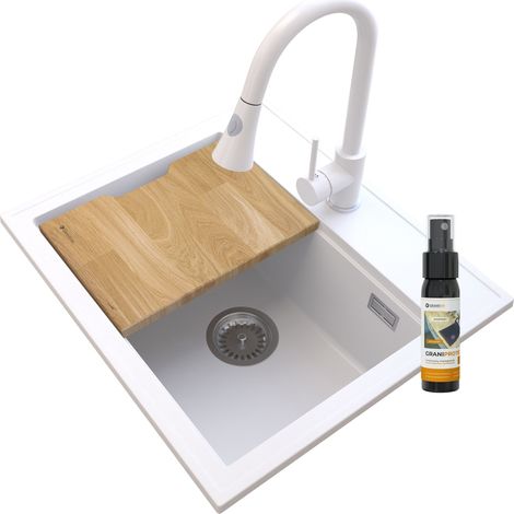 Evier en granit blanc foxal mitigeur blanc snake 85111937 (1/5)