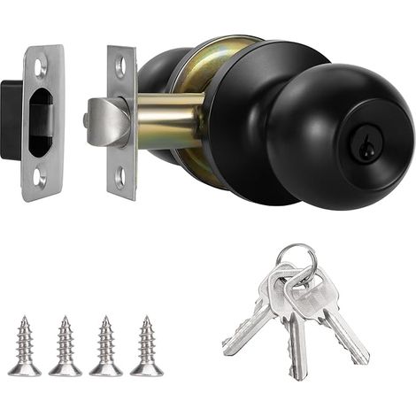 Bouton de Porte Avec Serrure Boutons d'Entrée en Acier Inoxydable Poignée de Porte Intérieure Chambre Cuisine Maison Bureau Convient Aux Portes de 25 à 45 mm d'Épaisseur Noir (1/5)