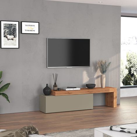 Meuble TV extensible 180/290 cm taupe/chêne wotan Neros (1/5)