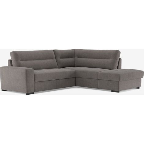Moderner 3-Sitzer Ecksofa aus Stoff mit rechter Ottomane Rocca - Dunkel Grau (1/5)