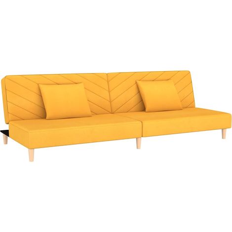 Maison Exclusive - Divano Letto a 2 Posti con 2 Cuscini Giallo in Tessuto (1/5)