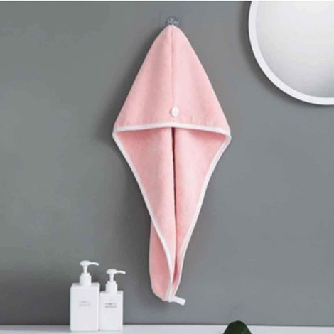 Dames salle de bain Super absorbant séchage rapide épaissi microfibre serviette de bain cheveux secs casquette Salon serviette bouton serviette de bain rose