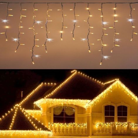 Tenda Luminosa Per esterno con 256 Led luce calda fissa bianco intermittente 6MT (1/3)