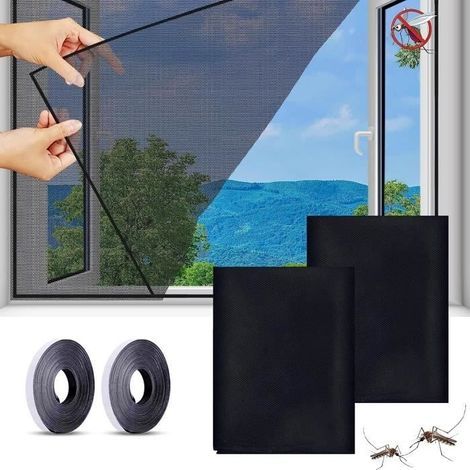 2Pcs Moustiquaire Fenêtre,130x150cm Filet Écran Insecte Moustiques Filet Moustiquaire pour Fenêtre Contre Les Insectes avec 2 Rubans (1/4)