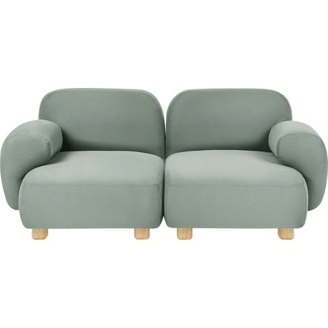 Modular 2 Seater Sofa Light Green Right Hand Fabric Water-Repellent Sectional Two Piece Sofa Wooden Legs Modern Single-Seat AMLI