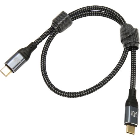 Câble USB-C vers USB-C de 50 cm (1,6 pi) mâle-mâle, PD240 W, PD3.1, puce E Mark, en nylon, pour ordinateur portable, téléphone et tablette. (1/5)